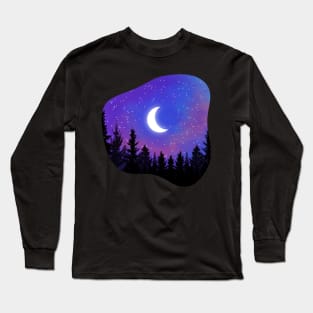 Purple Starry Night Sky Long Sleeve T-Shirt